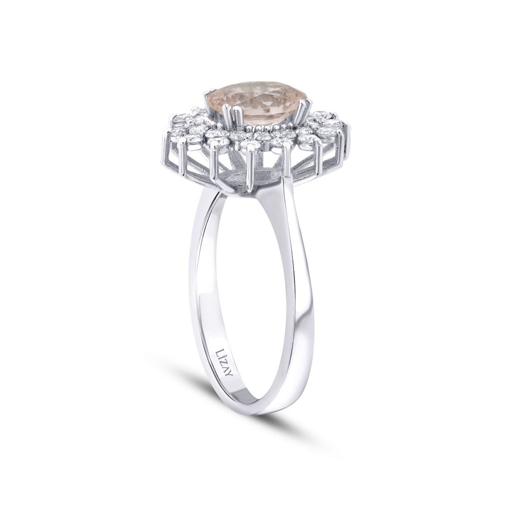 1.64 Carat Diamond Morganite Ring