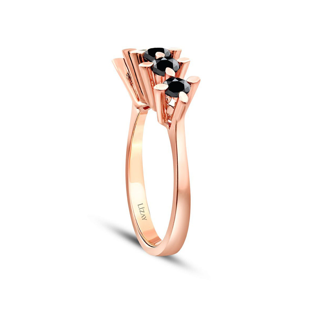 1.94 Carat Black Stone Five Stone Ring