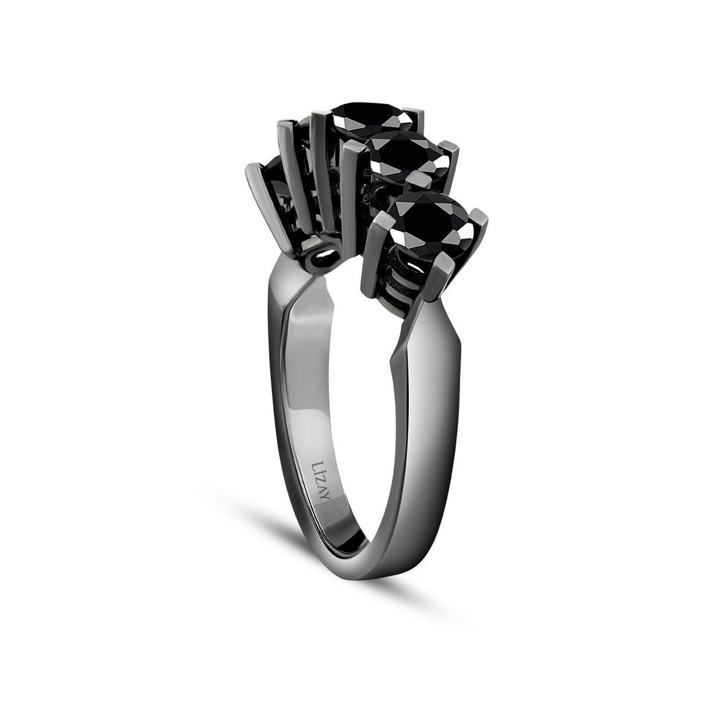 1.55 Carat Black Stone Five Stone Ring