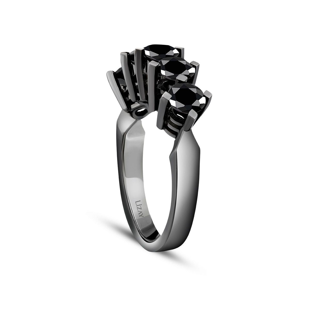 1.55 Carat Black Stone Five Stone Ring
