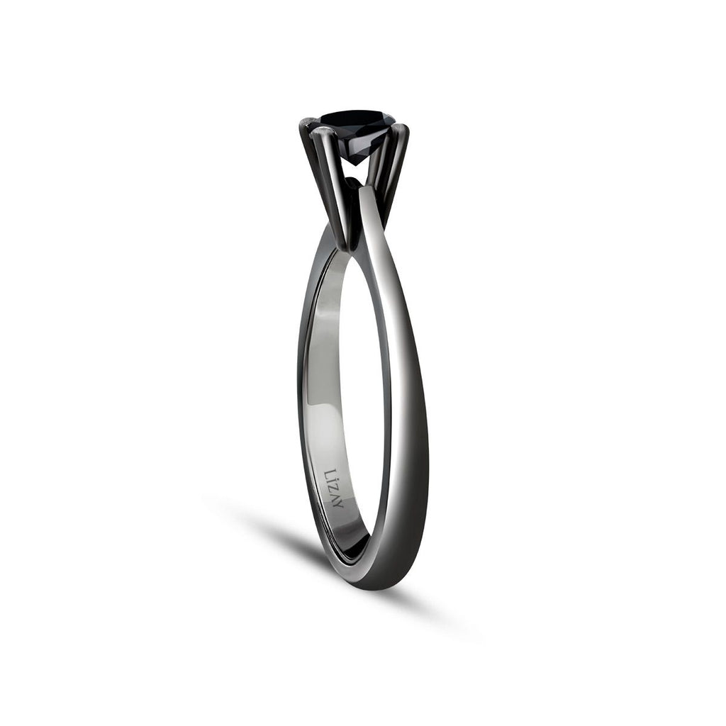 0.41 Carat Black Stone Solitaire Ring