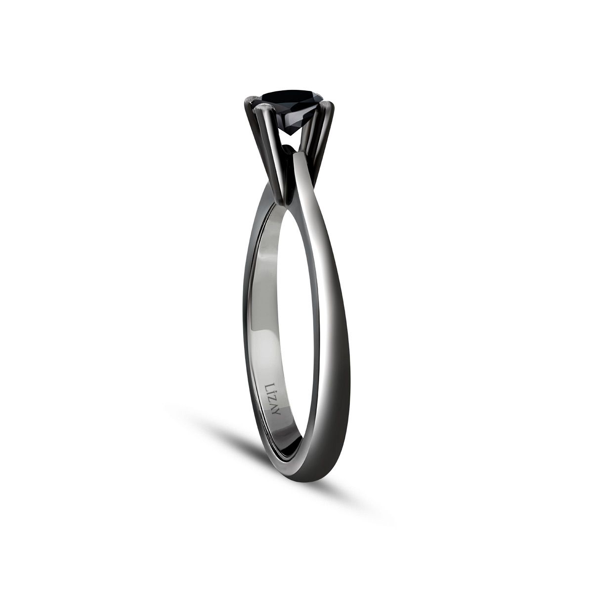 0.41 Carat Black Stone Solitaire Ring