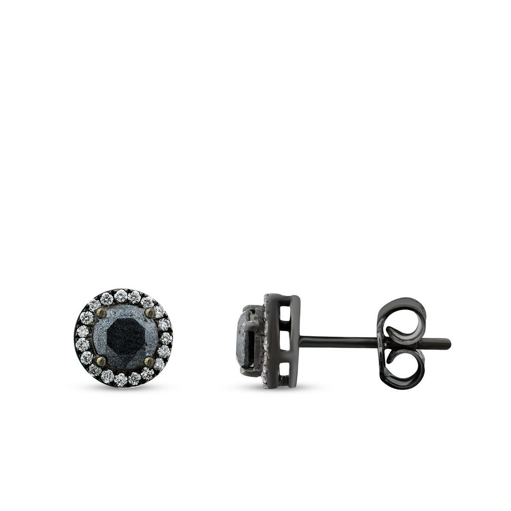 0.73 Carat Diamond Black Stone Earring