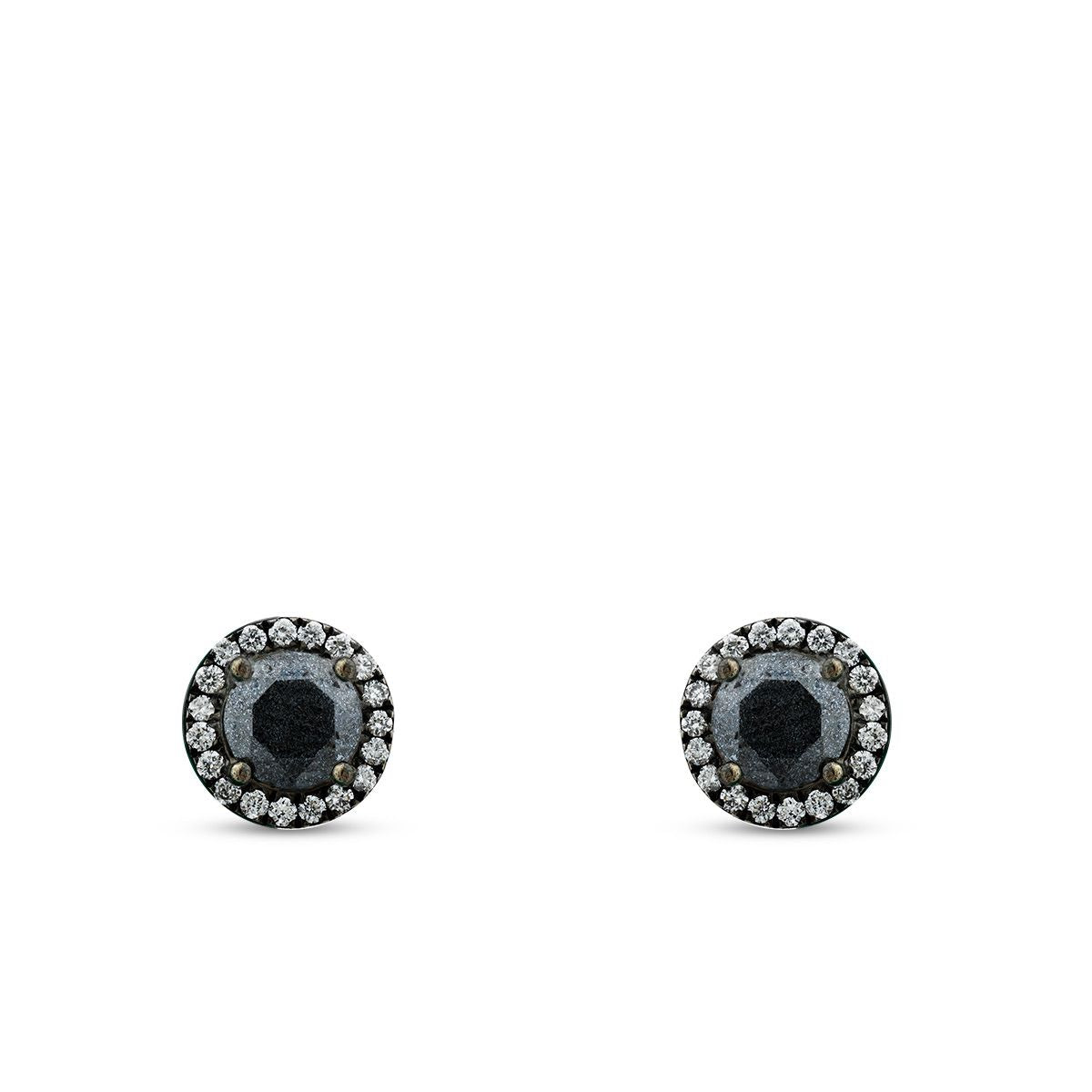 0.73 Carat Diamond Black Stone Earring