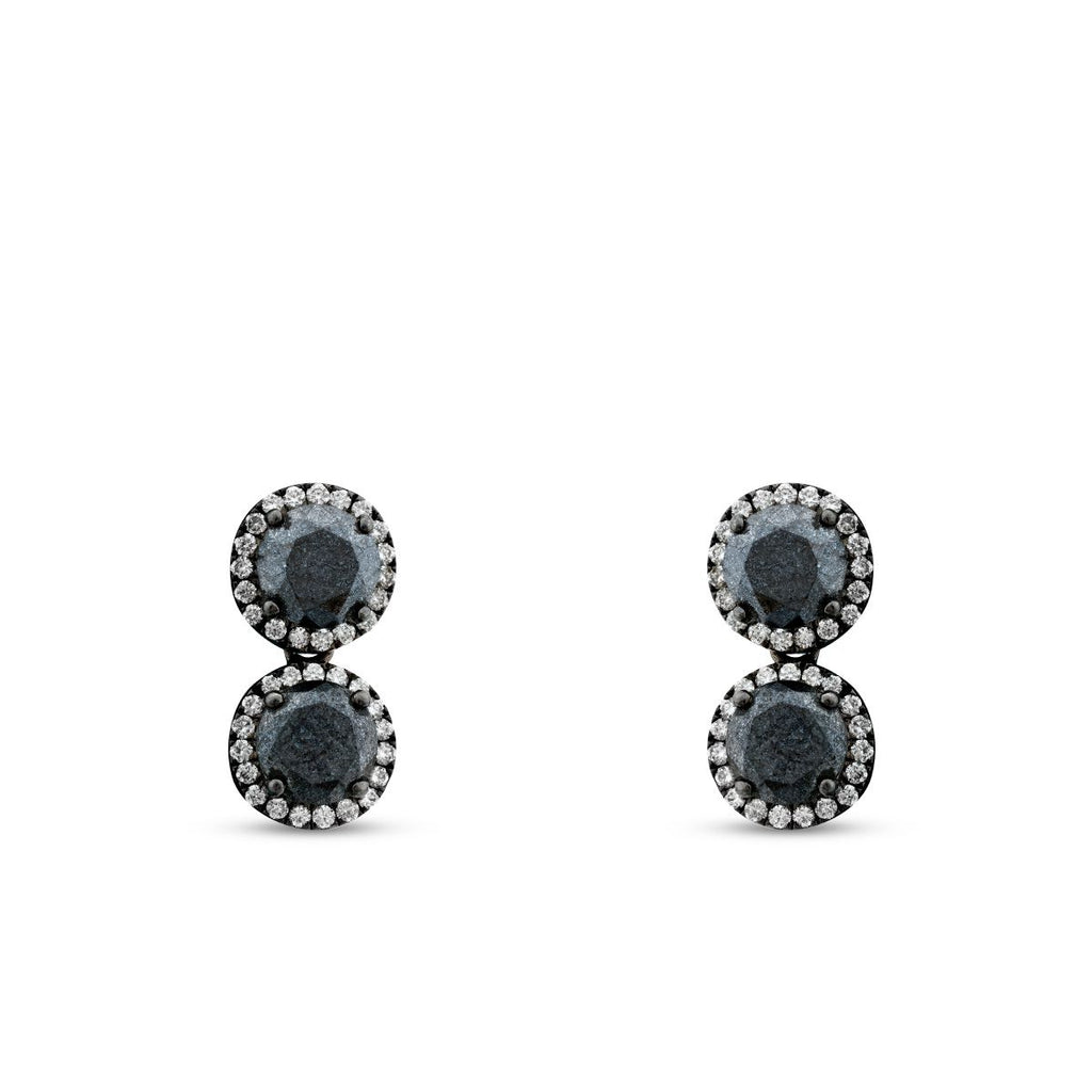 1.85 Carat Diamond Black Stone Earring