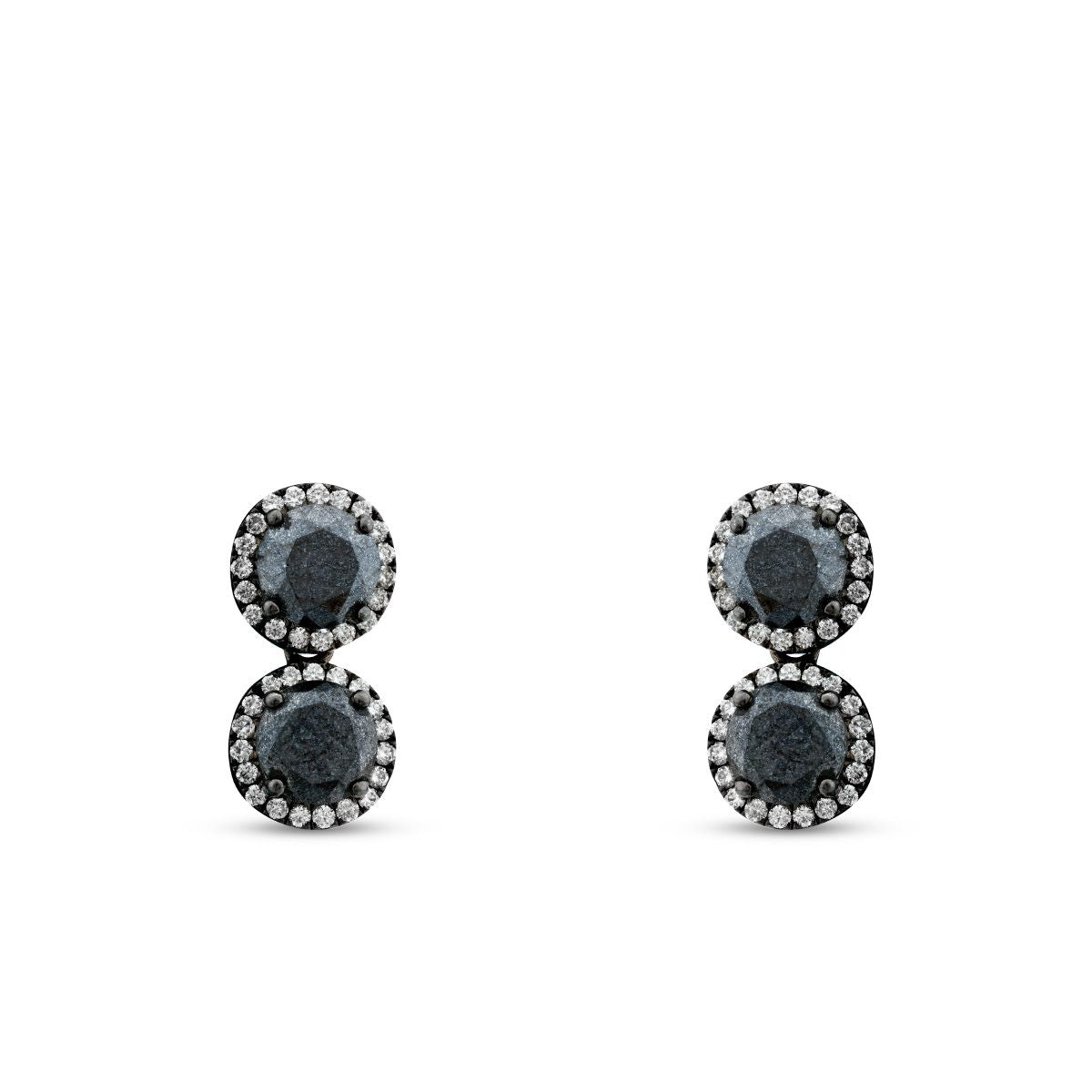 1.85 Carat Diamond Black Stone Earring