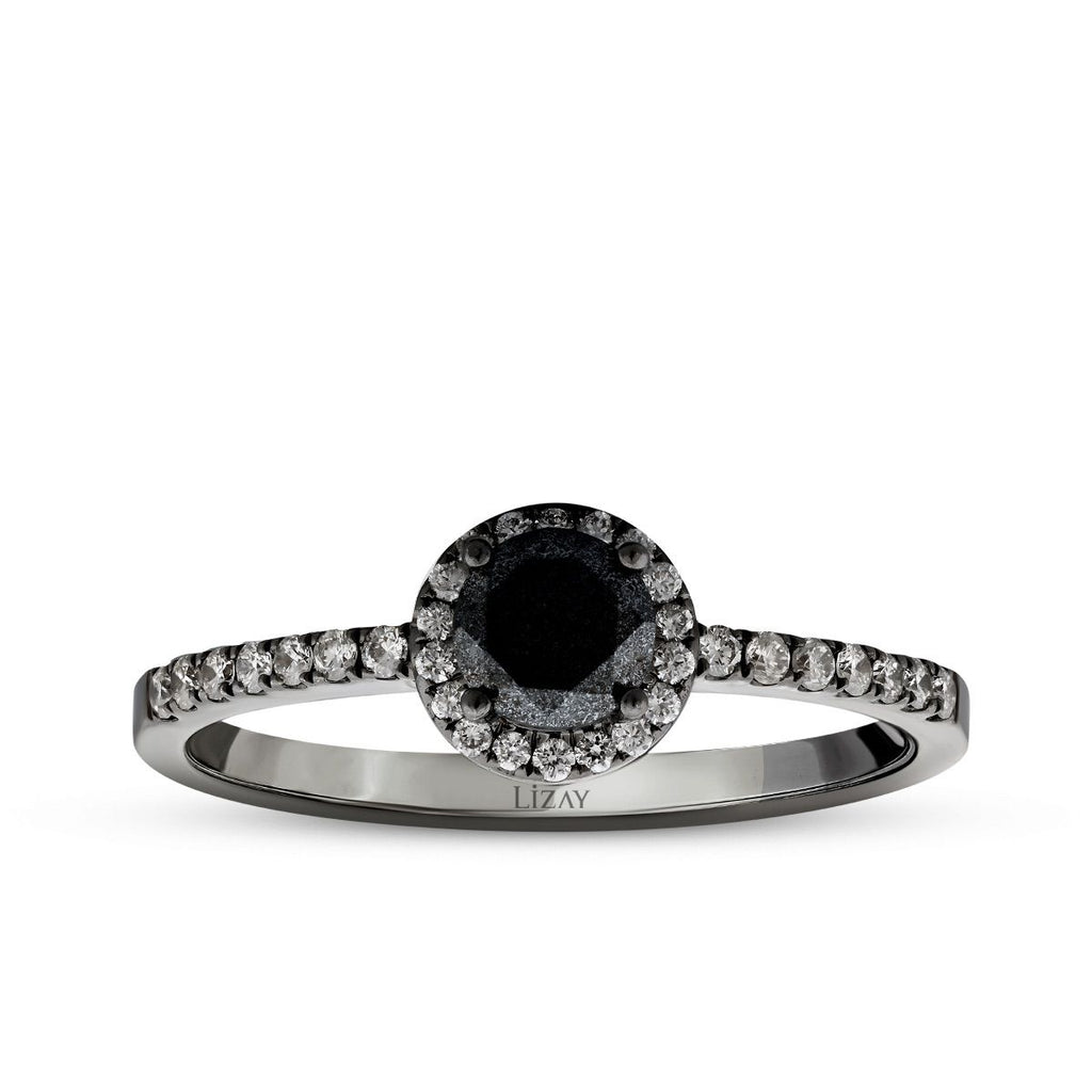 0.47 Carat Diamond Black Stone Ring