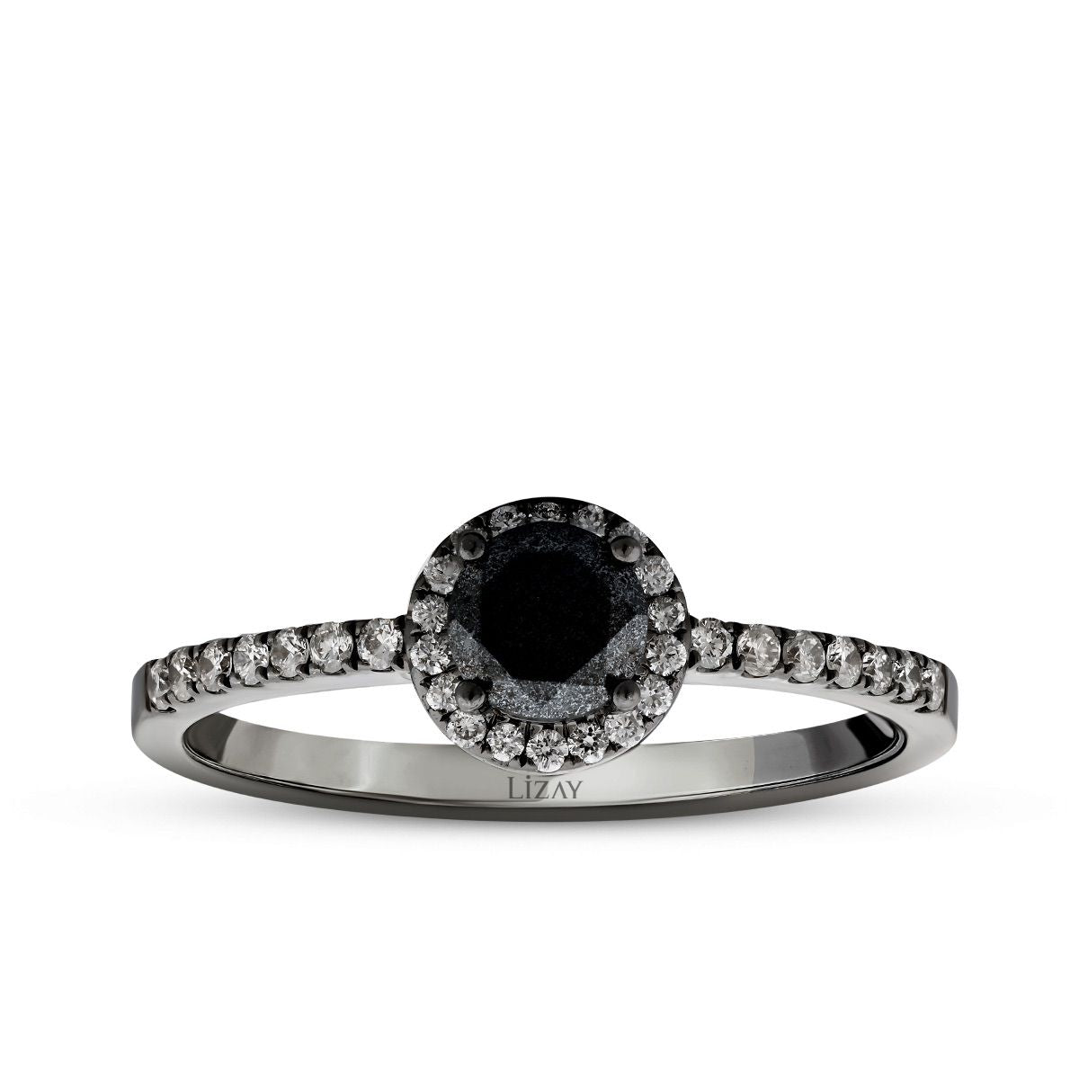 0.47 Carat Diamond Black Stone Ring