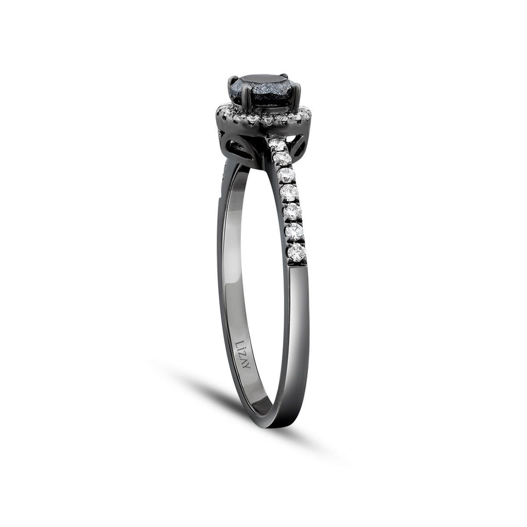 0.47 Carat Diamond Black Stone Ring