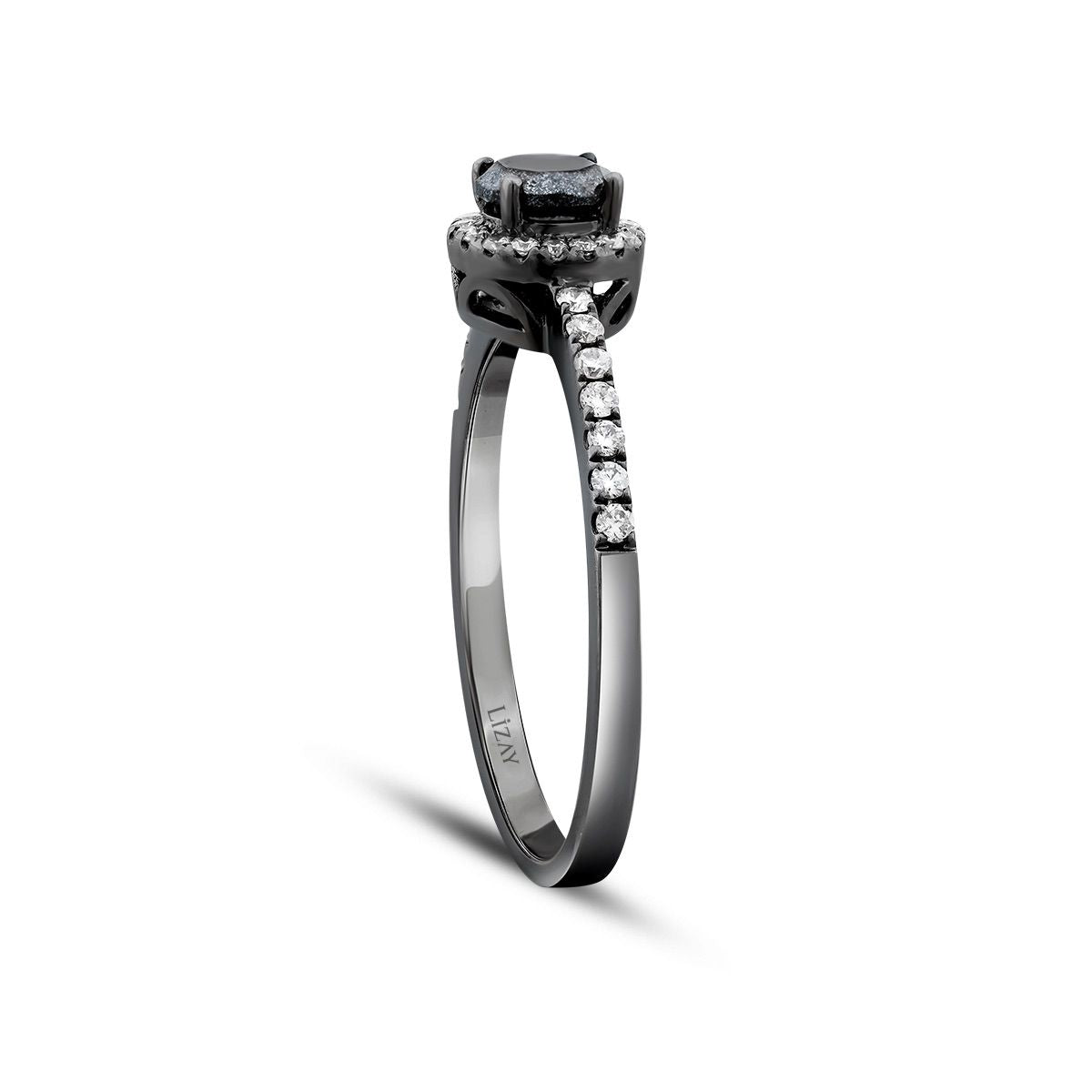 0.47 Carat Diamond Black Stone Ring