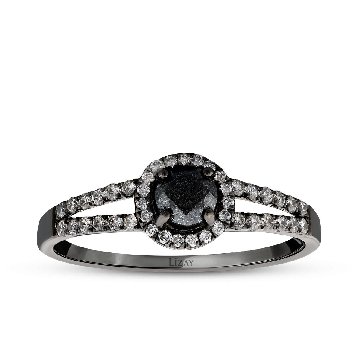 0.58 Carat Diamond Black Stone Ring