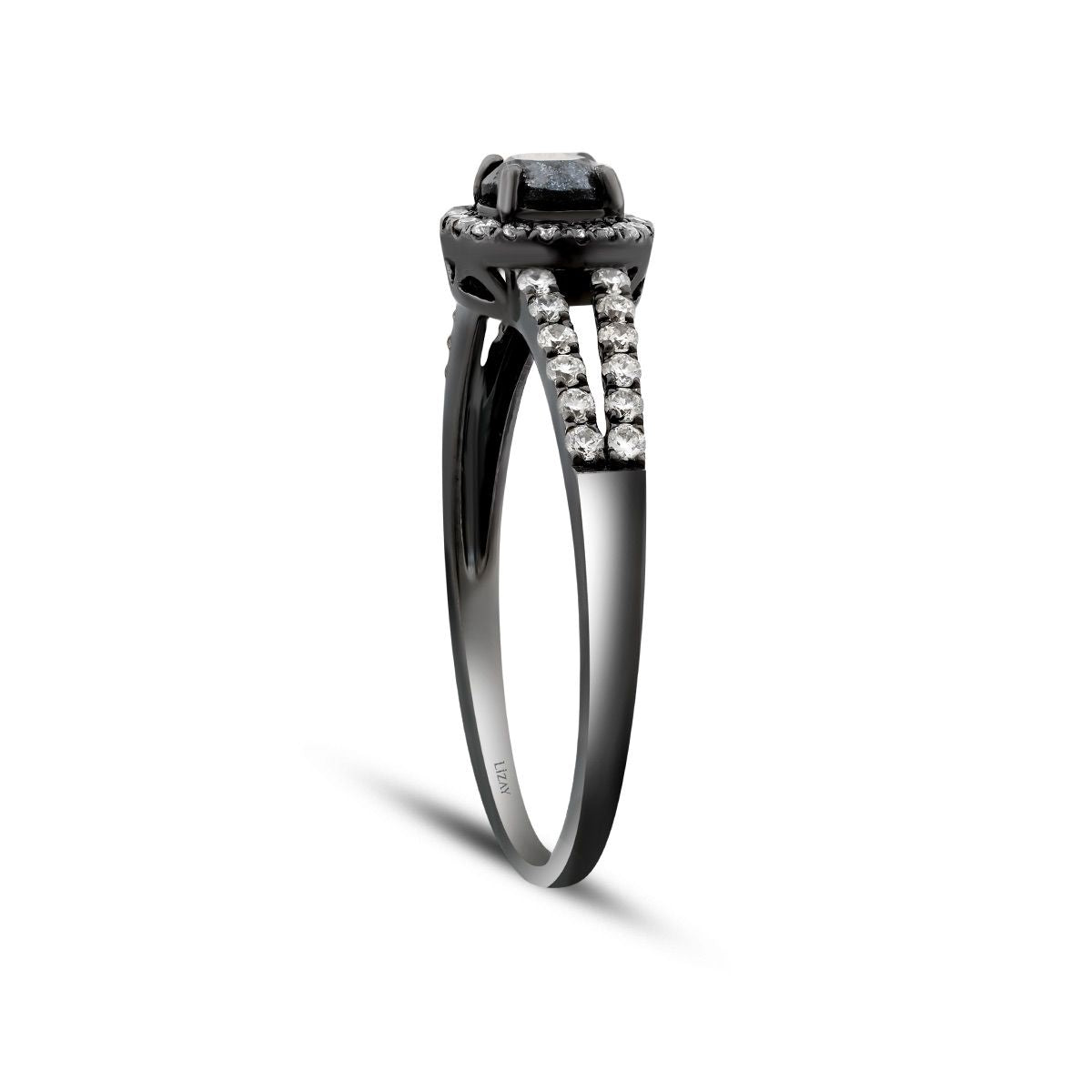 0.58 Carat Diamond Black Stone Ring