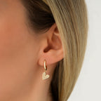 Gold Stone Heart Trend Earrings
