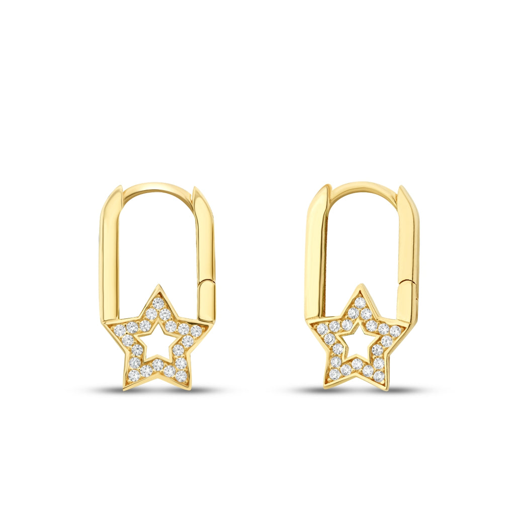 Gold Stone Star Earrings
