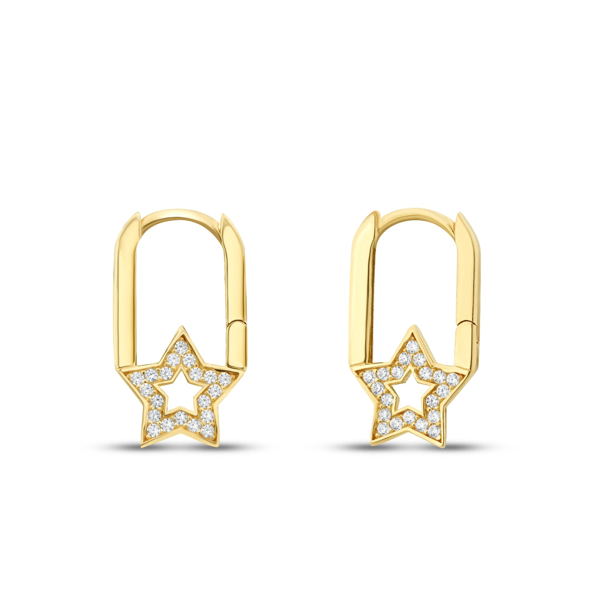 Gold Stone Star Earrings