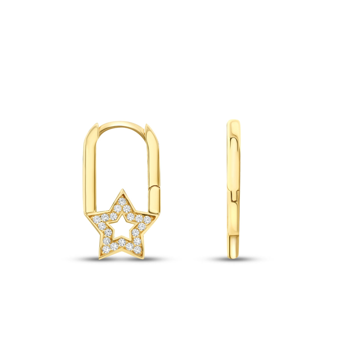 Gold Stone Star Earrings