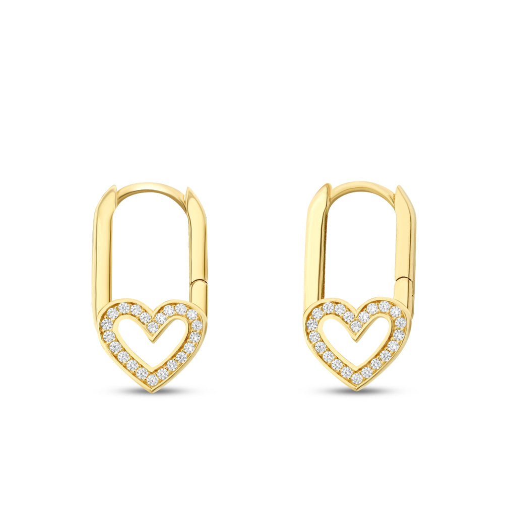 Gold Stone Heart Earrings