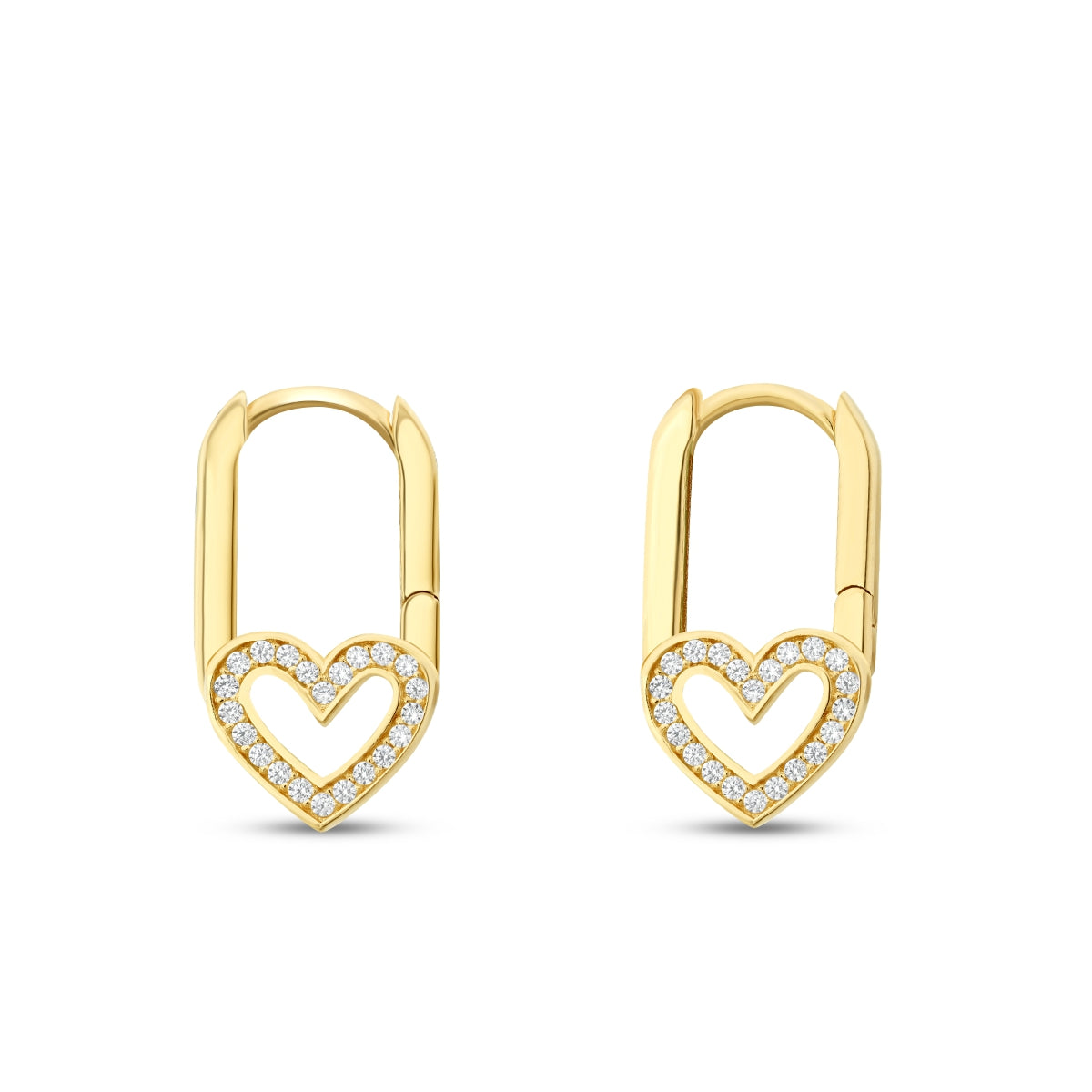 Gold Stone Heart Earrings