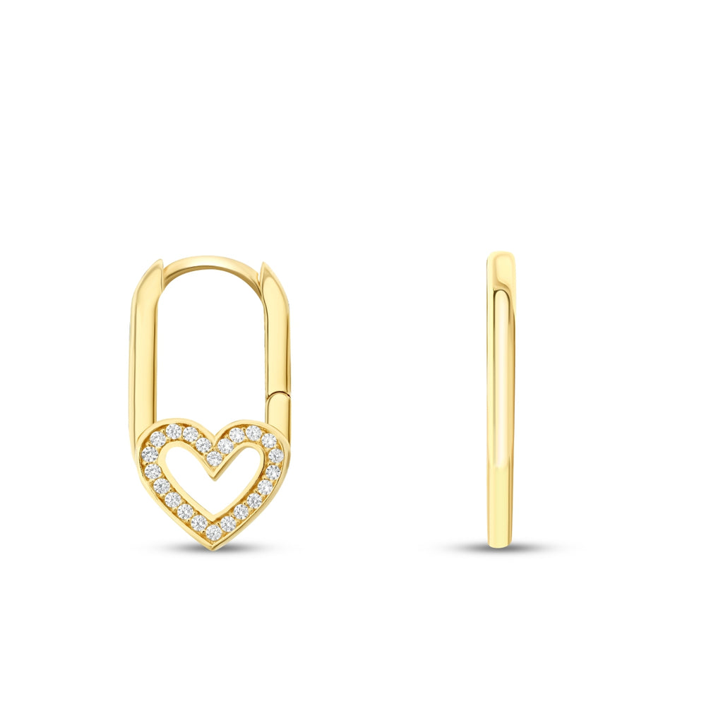 Gold Stone Heart Earrings