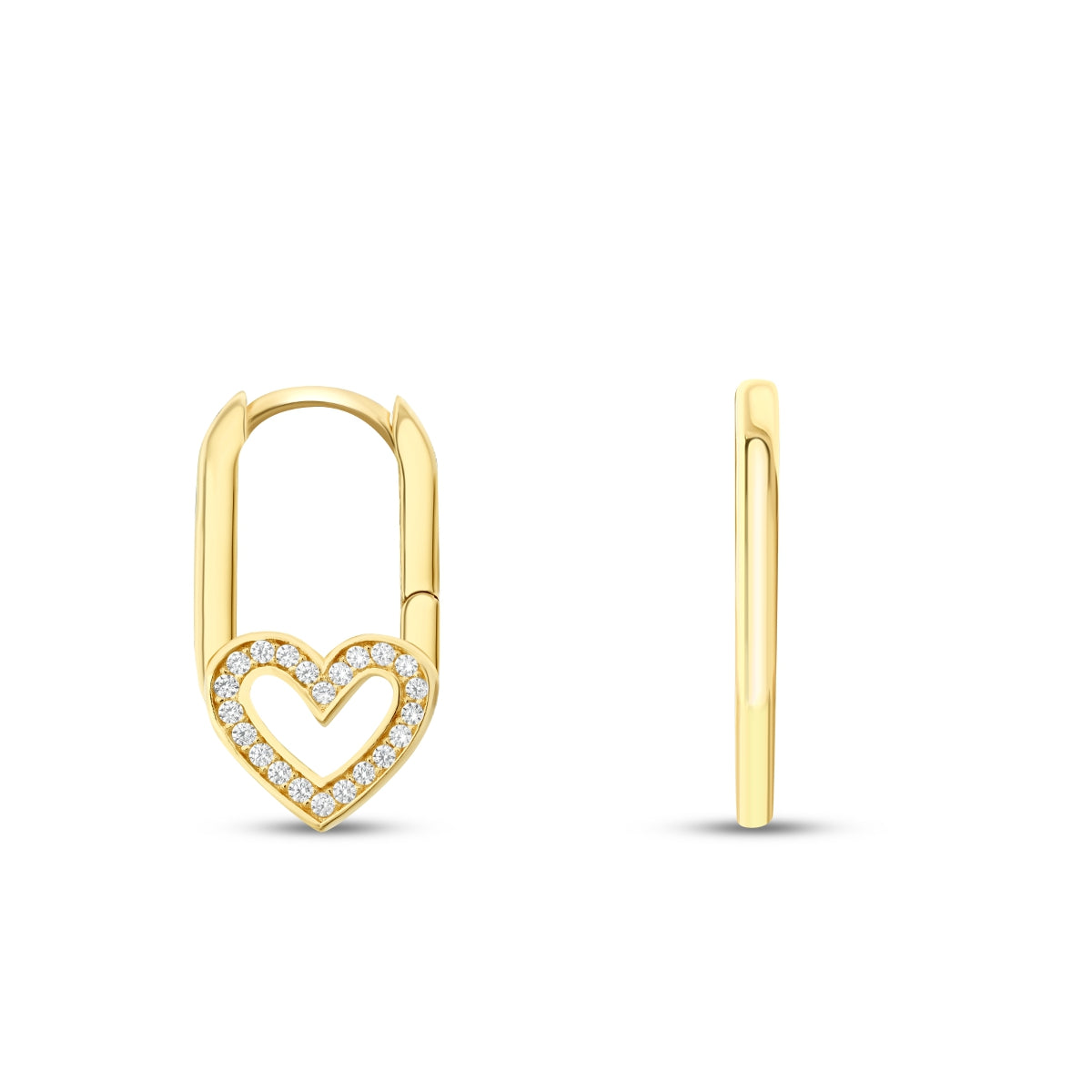 Gold Stone Heart Earrings