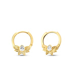 Gold Stone Lotus Hoop Earrings