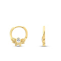 Gold Stone Lotus Hoop Earrings
