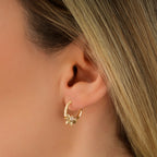 Gold Stone Lotus Hoop Earrings