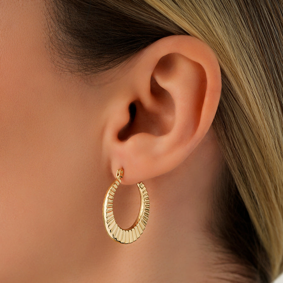 Gold Patterned Hoop Earrings