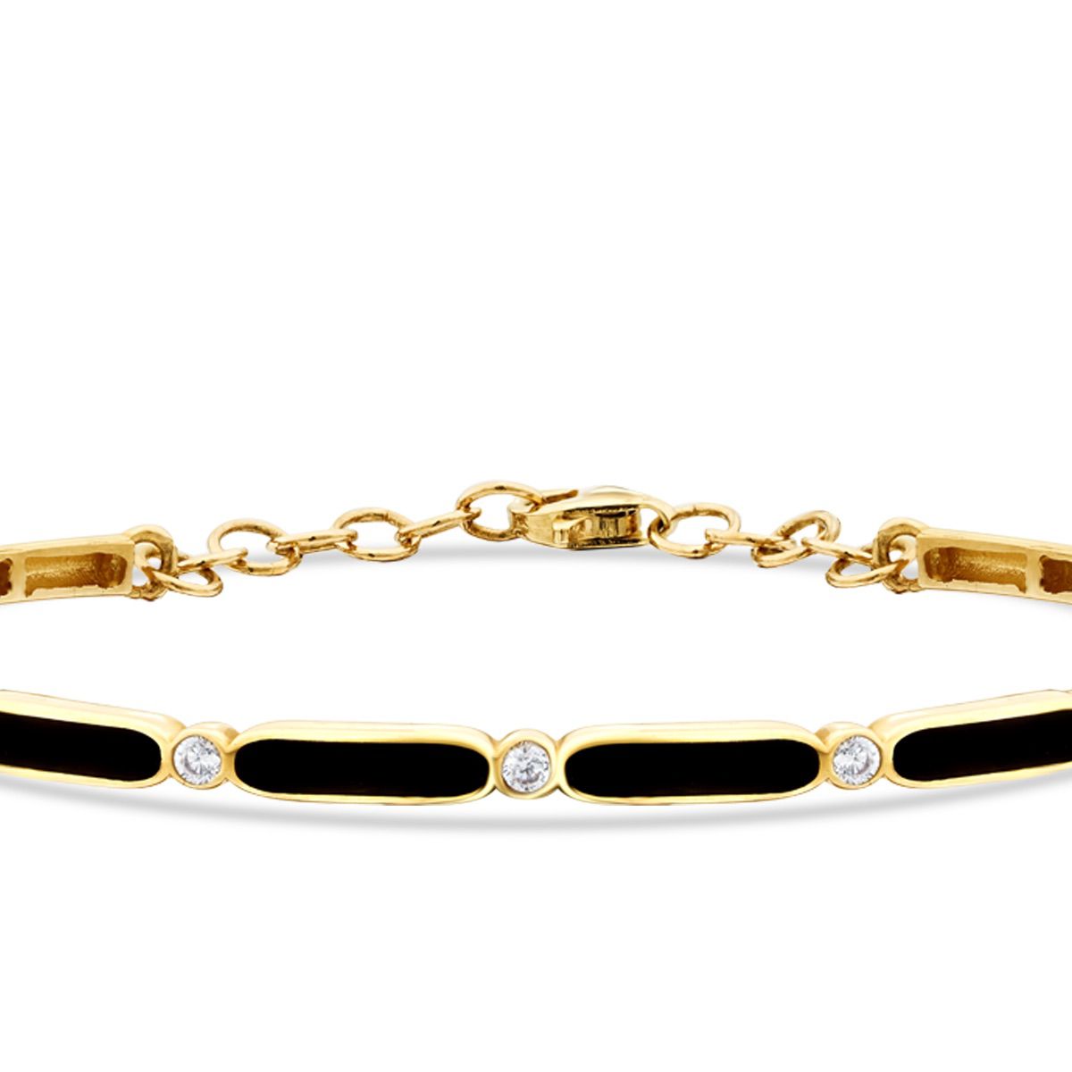 Gold Stone Black Enamel Bangle