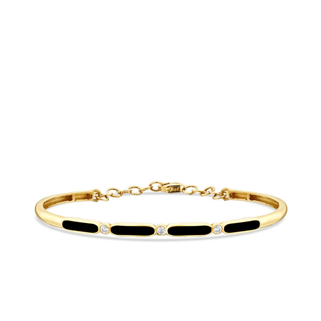 Gold Stone Black Enamel Bangle