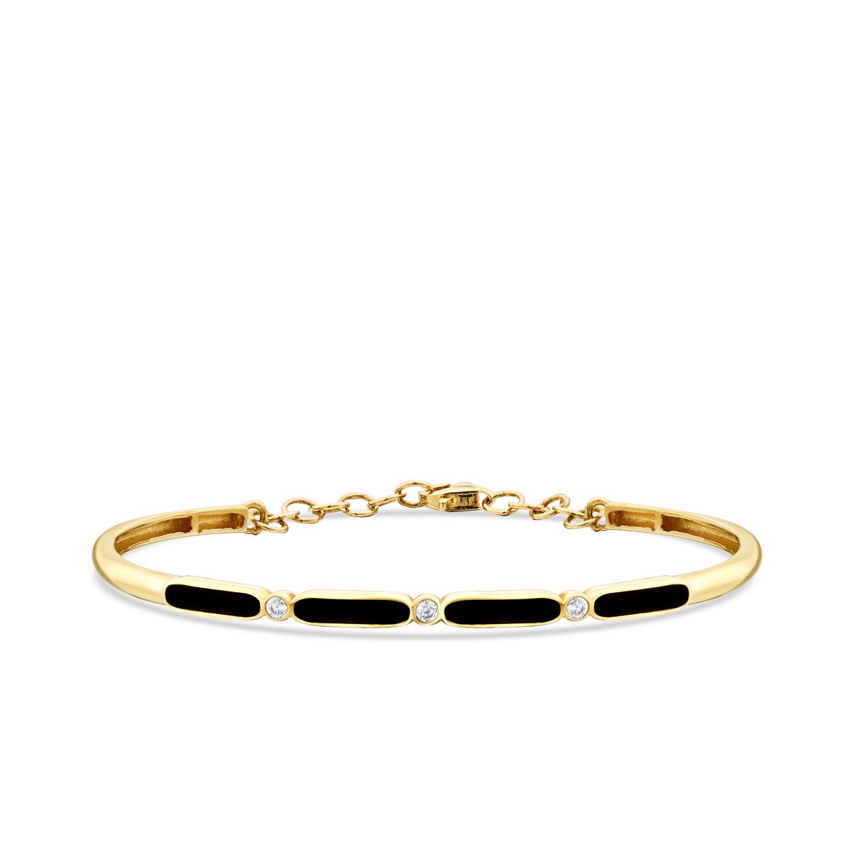 Gold Stone Black Enamel Bangle