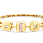 Gold Stone Pink Enamel Square Cuff