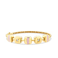 Gold Stone Pink Enamel Square Cuff