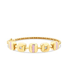 Gold Stone Pink Enamel Square Cuff