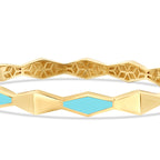 Gold Turquoise Enamel Geometric Cuff