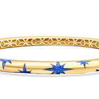 Gold Blue Enamel Star Cuff