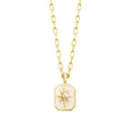 Gold Stone White Enamel North Star Plate Necklace
