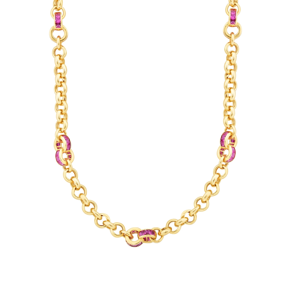 Gold Fuschia Thick Chain Necklace