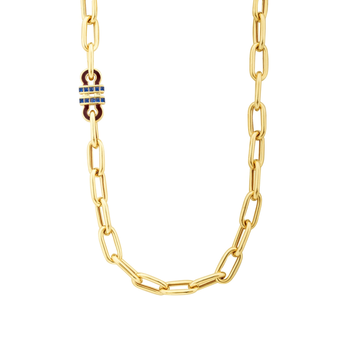 Gold Navy Blue Stone Trend Chain Necklace