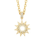 Gold Stone White Enamel Sun Necklace