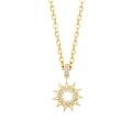 Gold Stone White Enamel Sun Necklace