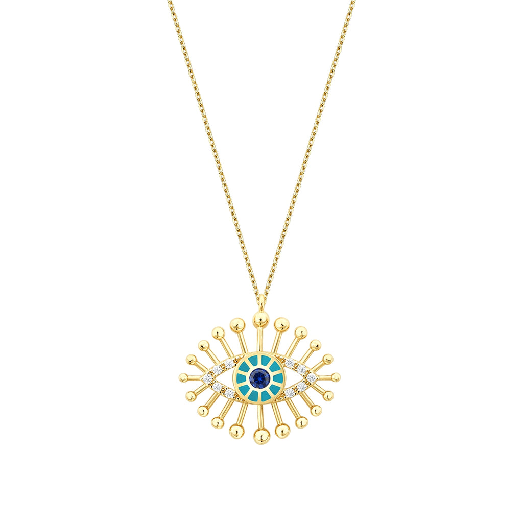Gold Enamel Evil Eye Necklace