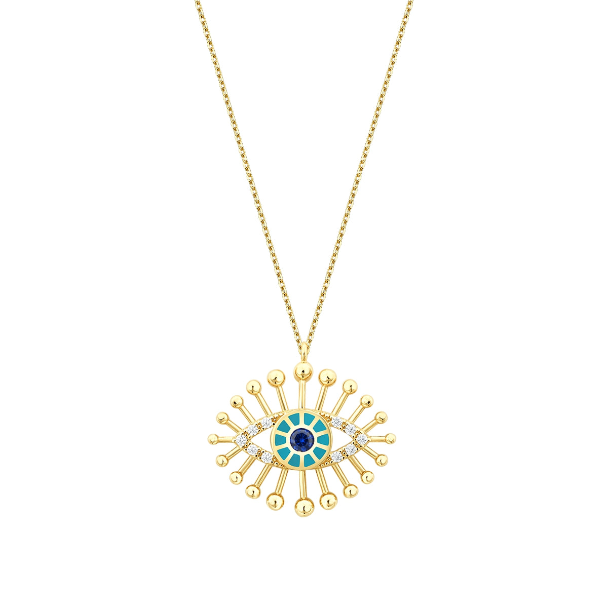 Gold Enamel Evil Eye Necklace