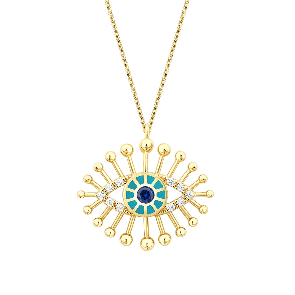 Gold Enamel Evil Eye Necklace