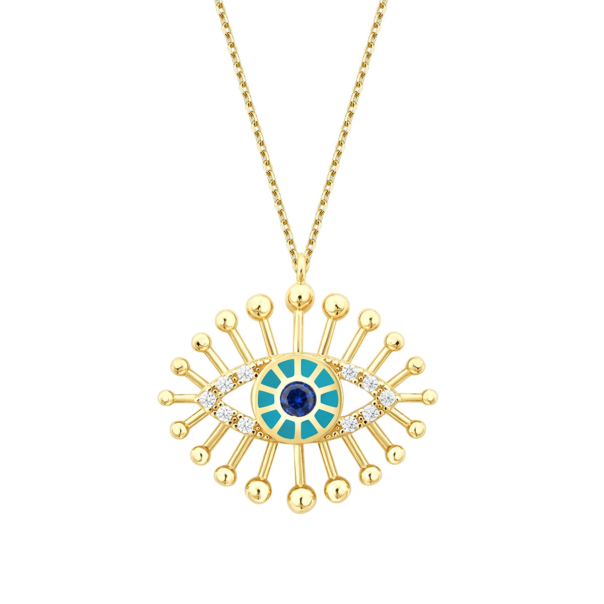 Gold Enamel Evil Eye Necklace