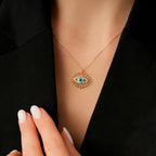 Gold Enamel Evil Eye Necklace