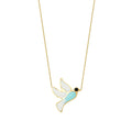 Gold Enamel Dove Necklace