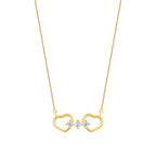 Gold Stone Two Hearts Necklace