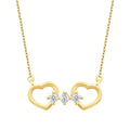 Gold Stone Two Hearts Necklace