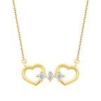 Gold Stone Two Hearts Necklace